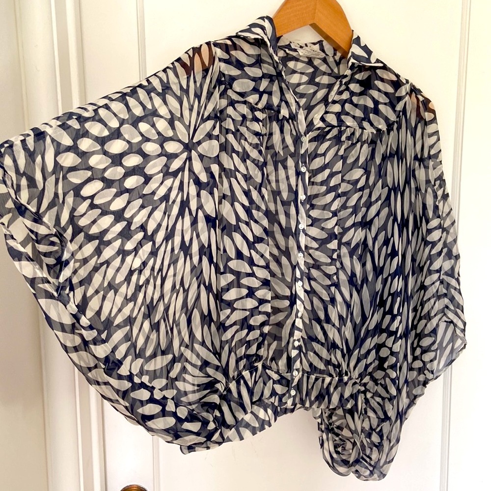 Naracamiche Navy Silk Blouse